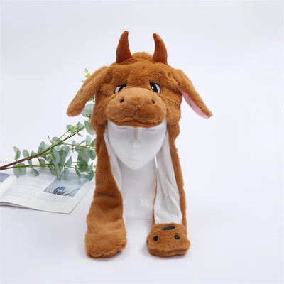 BunnyBounce Plush Hat with Moving Ears for Kids & Adults