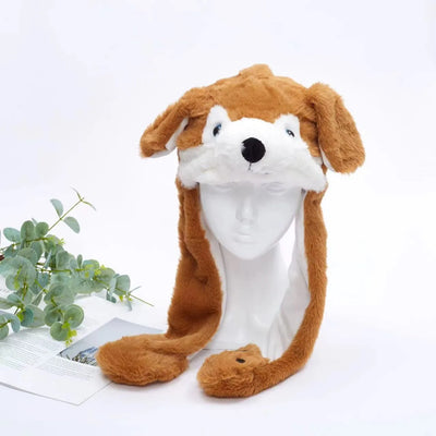 BunnyBounce Plush Hat with Moving Ears for Kids & Adults