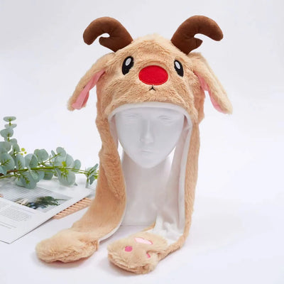 BunnyBounce Plush Hat with Moving Ears for Kids & Adults