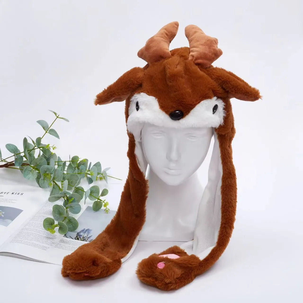 BunnyBounce Plush Hat with Moving Ears for Kids & Adults