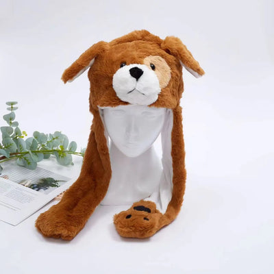 BunnyBounce Plush Hat with Moving Ears for Kids & Adults