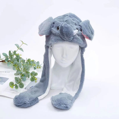 BunnyBounce Plush Hat with Moving Ears for Kids & Adults