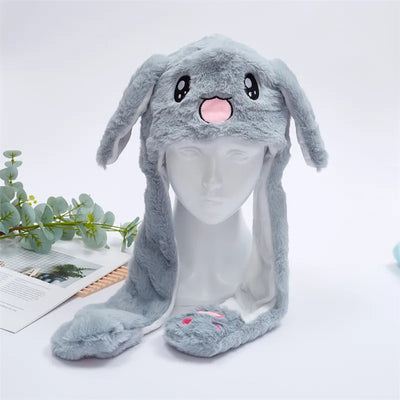 BunnyBounce Plush Hat with Moving Ears for Kids & Adults