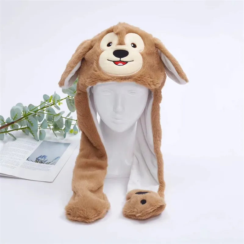BunnyBounce Plush Hat with Moving Ears for Kids & Adults