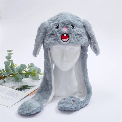 BunnyBounce Plush Hat with Moving Ears for Kids & Adults