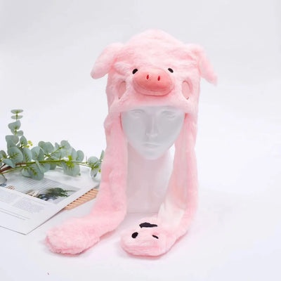 BunnyBounce Plush Hat with Moving Ears for Kids & Adults