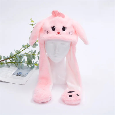 BunnyBounce Plush Hat with Moving Ears for Kids & Adults