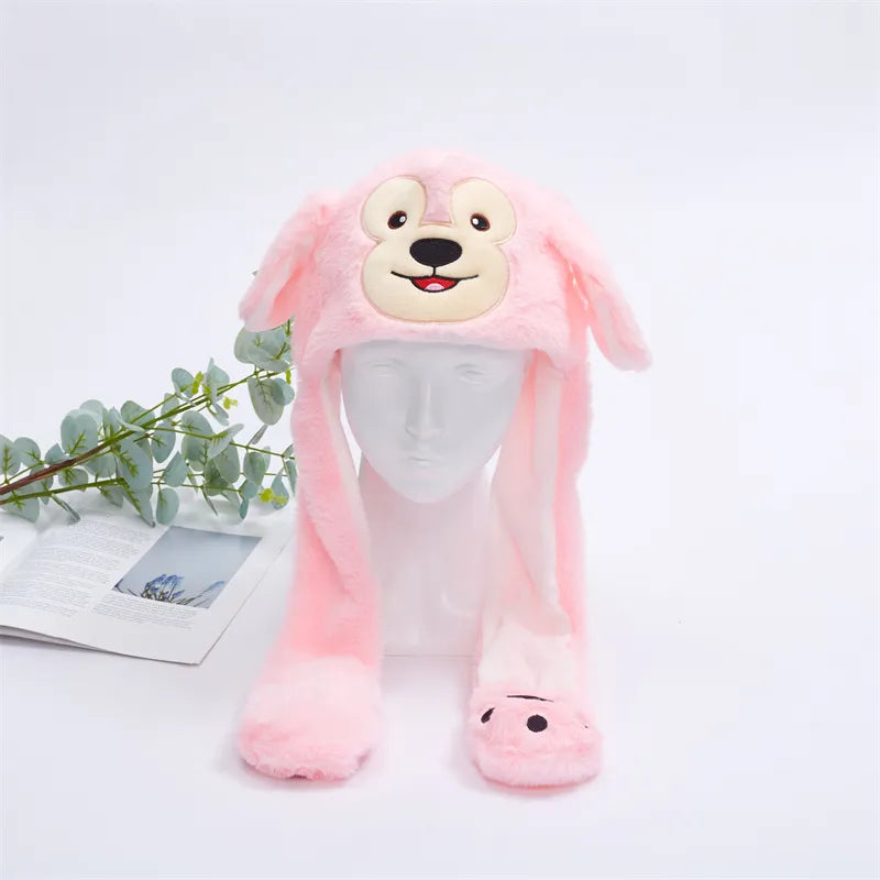 BunnyBounce Plush Hat with Moving Ears for Kids & Adults