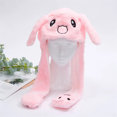 BunnyBounce Plush Hat with Moving Ears for Kids & Adults
