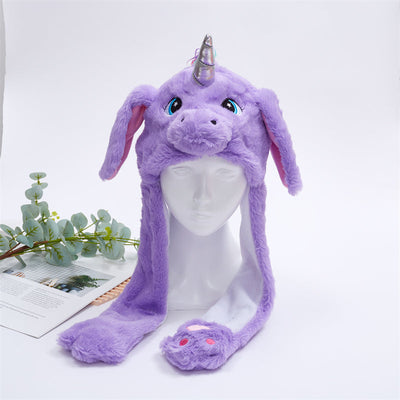 BunnyBounce Plush Hat with Moving Ears for Kids & Adults