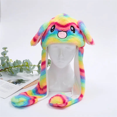 BunnyBounce Plush Hat with Moving Ears for Kids & Adults