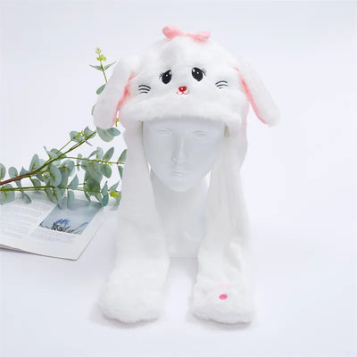 BunnyBounce Plush Hat with Moving Ears for Kids & Adults