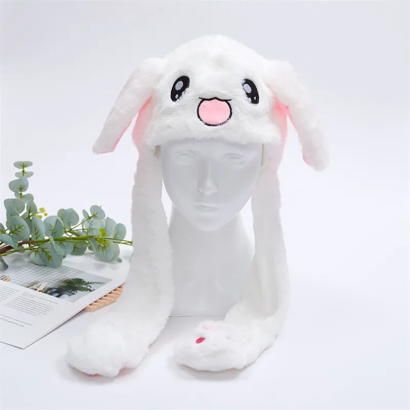 BunnyBounce Plush Hat with Moving Ears for Kids & Adults