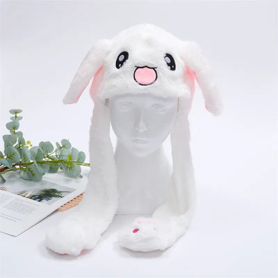BunnyBounce Plush Hat with Moving Ears for Kids & Adults