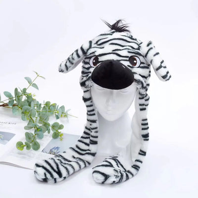BunnyBounce Plush Hat with Moving Ears for Kids & Adults