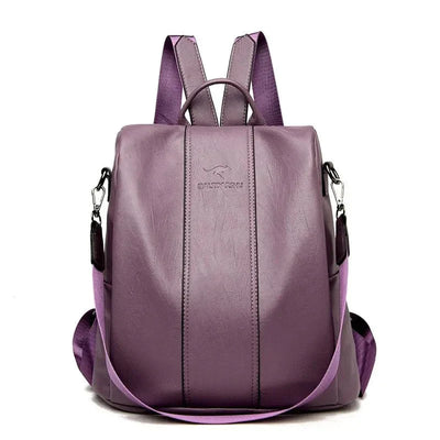 Women's PU Leather Laptop Backpack with Zippers