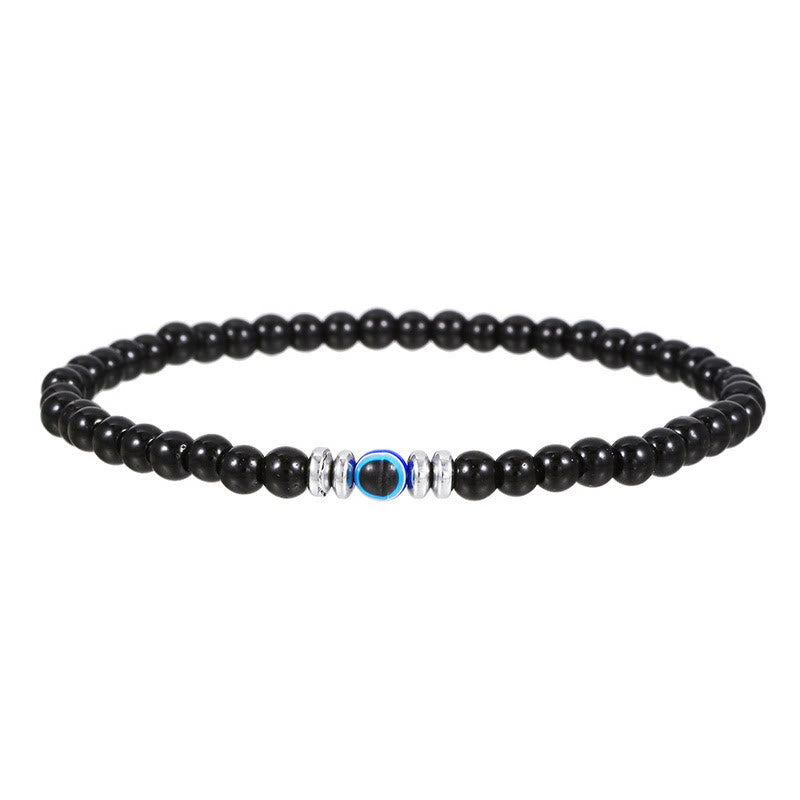 Men's 4mm Natural Stone Evil Eye Bead Bracelet - Thor