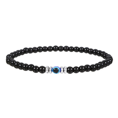 Men's 4mm Natural Stone Evil Eye Bead Bracelet - Thor