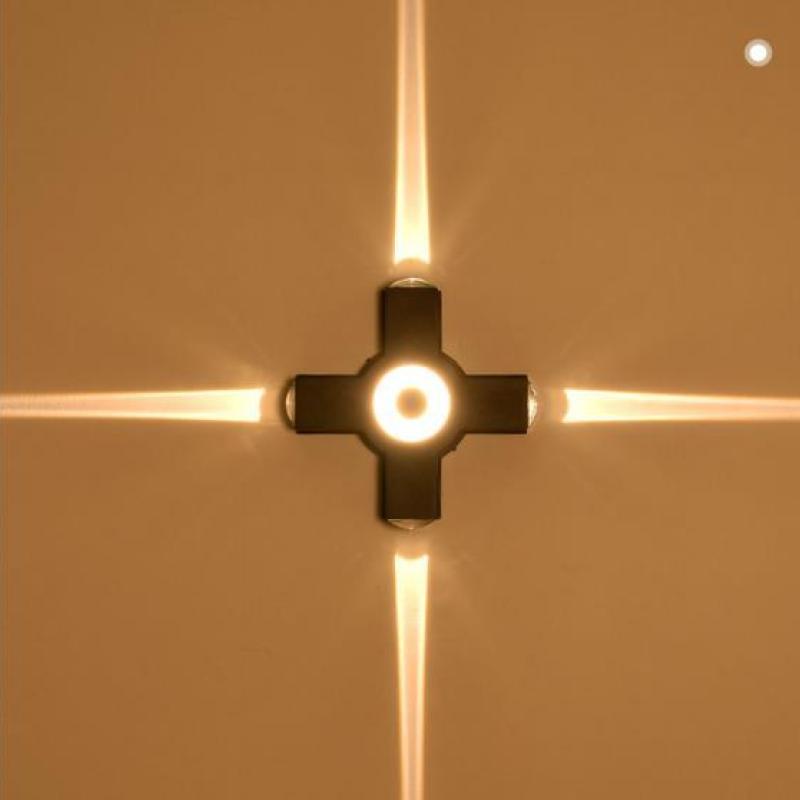 Cross-Shaped Outdoor Wall Light – 3-Way Warm LED Sconce