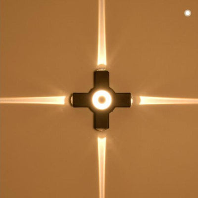 Cross-Shaped Outdoor Wall Light – 3-Way Warm LED Sconce