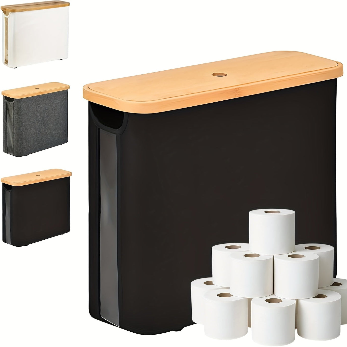 Toilet Paper Holder with Lid Storage Basket for 12 Rolls