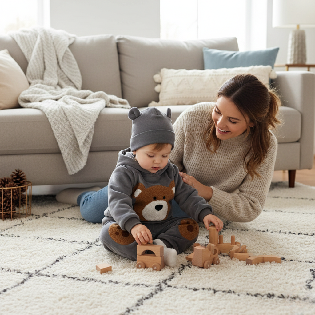 Cotton Baby Winter Outfit Set with Hooded Sweater