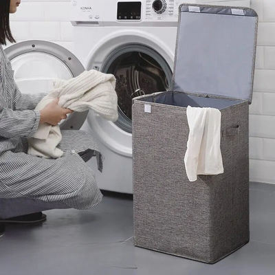 Foldable Laundry Hamper with Lid – Large Capacity