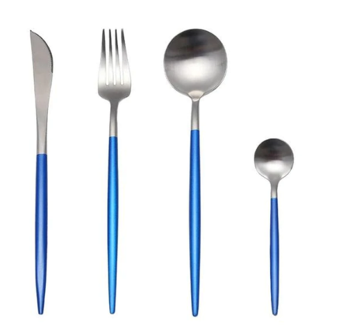 24-Piece Stainless Steel Gold Silver Cutlery Set
