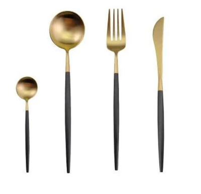 24-Piece Stainless Steel Gold Silver Cutlery Set