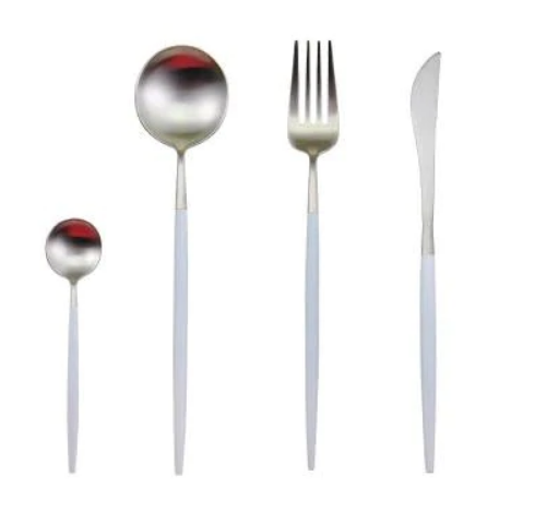 24-Piece Stainless Steel Gold Silver Cutlery Set