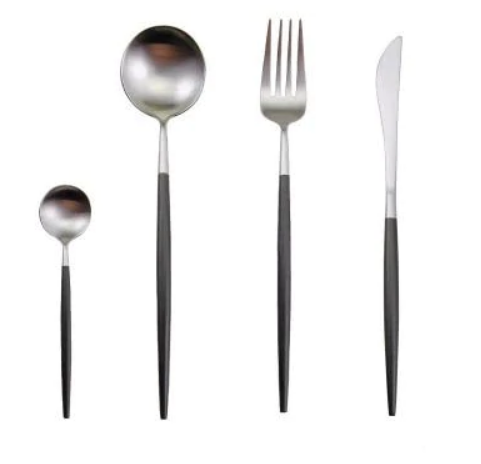 24-Piece Stainless Steel Gold Silver Cutlery Set