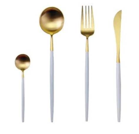 24-Piece Stainless Steel Gold Silver Cutlery Set