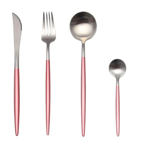 24-Piece Stainless Steel Gold Silver Cutlery Set