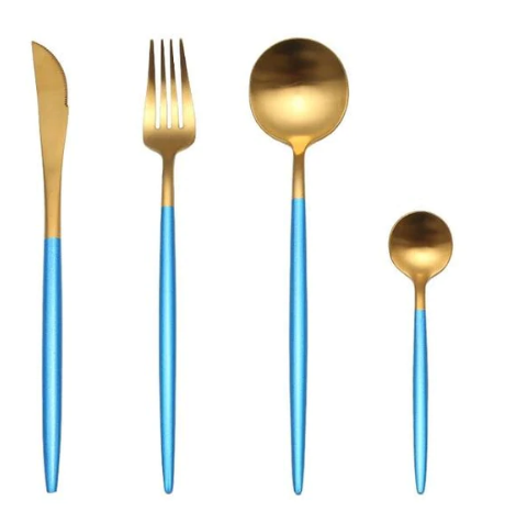 24-Piece Stainless Steel Gold Silver Cutlery Set