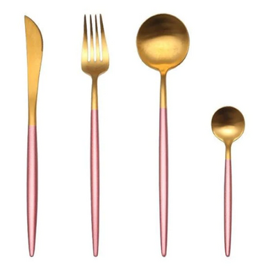 24-Piece Stainless Steel Gold Silver Cutlery Set
