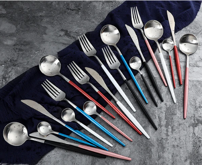 24-Piece Stainless Steel Gold Silver Cutlery Set