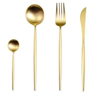 24-Piece Stainless Steel Gold Silver Cutlery Set