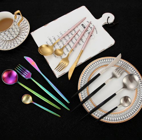 24-Piece Stainless Steel Gold Silver Cutlery Set