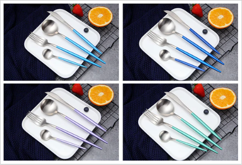 24-Piece Stainless Steel Gold Silver Cutlery Set