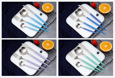 24-Piece Stainless Steel Gold Silver Cutlery Set