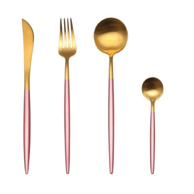 24-Piece Stainless Steel Gold Silver Cutlery Set