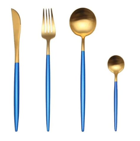 24-Piece Stainless Steel Gold Silver Cutlery Set