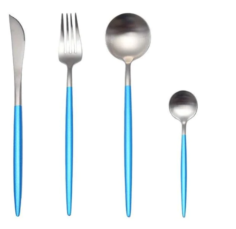 24-Piece Stainless Steel Gold Silver Cutlery Set