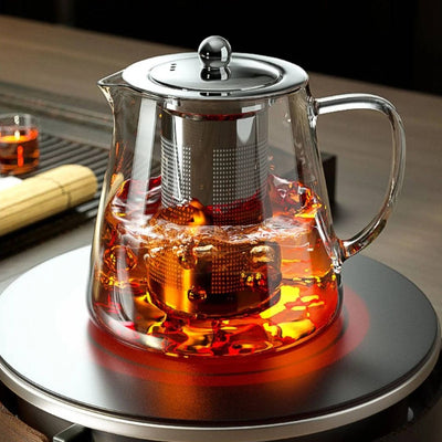 Heat Resistant Glass Teapot with Stainless Steel Infuser