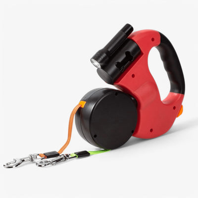 Double Dog Leash with 360° Rotating Retractable Leads