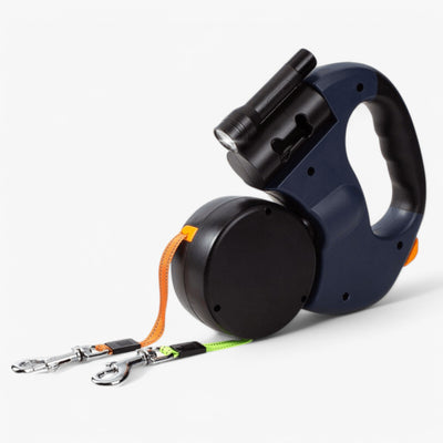 Double Dog Leash with 360° Rotating Retractable Leads