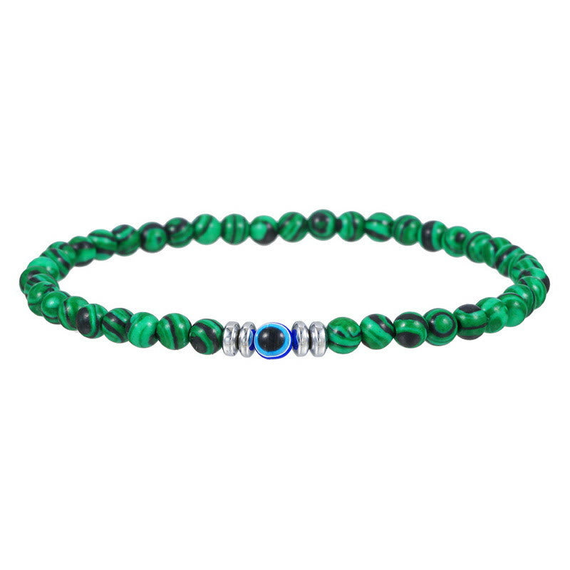 Men's 4mm Natural Stone Evil Eye Bead Bracelet - Thor