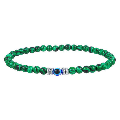 Men's 4mm Natural Stone Evil Eye Bead Bracelet - Thor