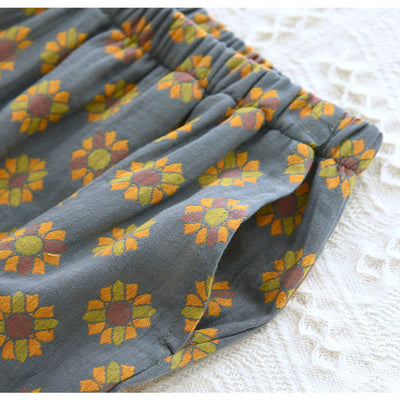 Cotton Sunflower Print Pajama Set for Men & Women