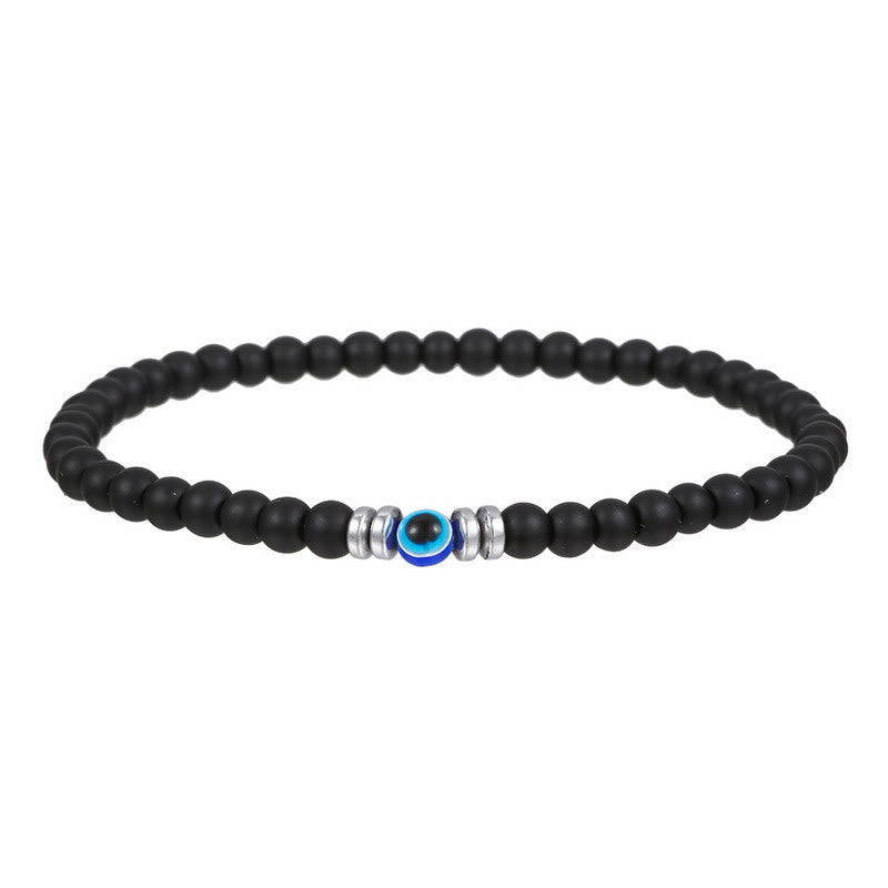 Men's 4mm Natural Stone Evil Eye Bead Bracelet - Thor